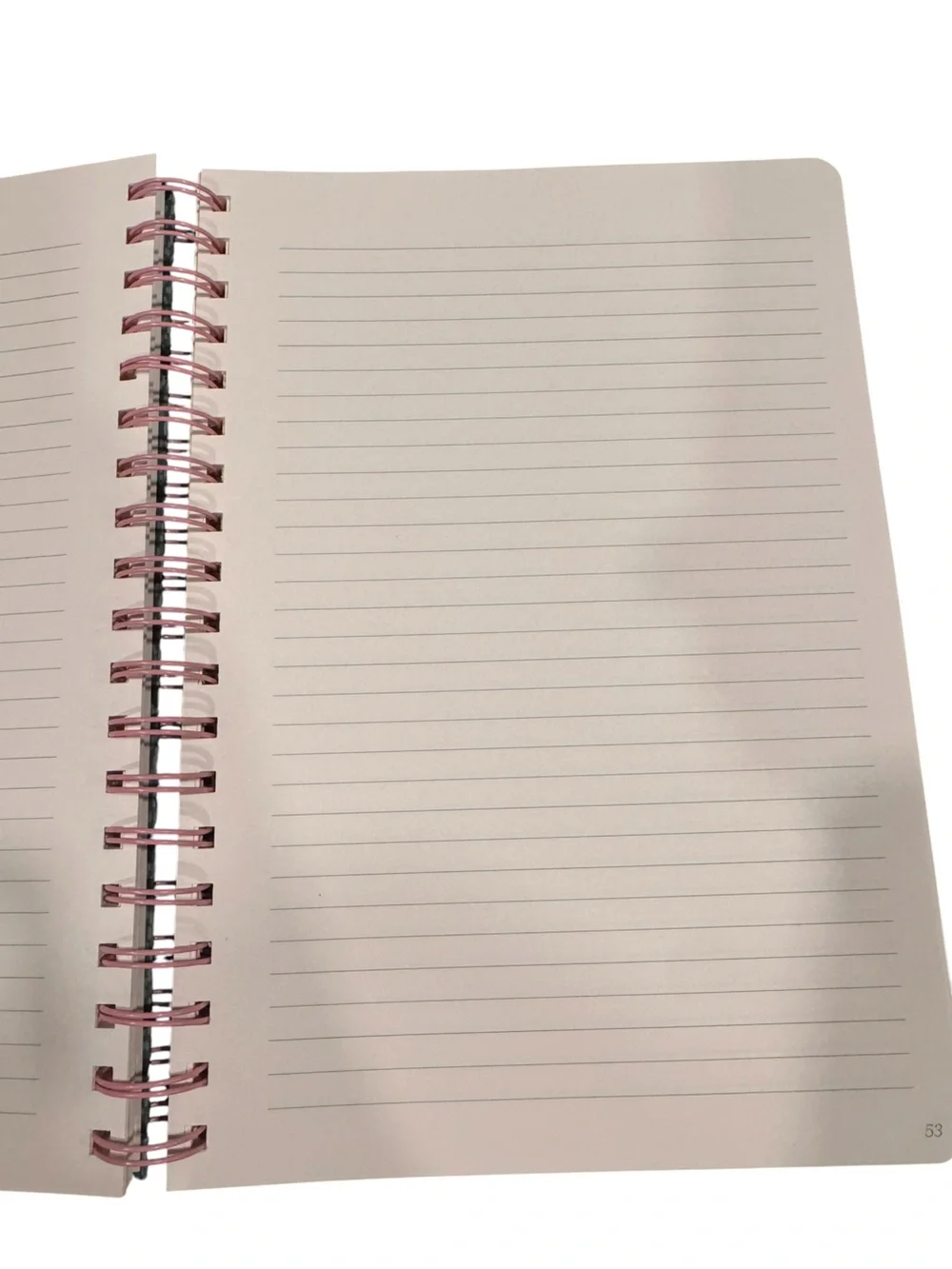 Lined Notebook with Green Leaf Pattern and Pink Spiral